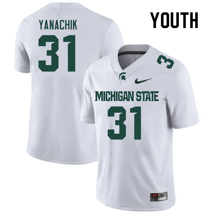Youth #31 Jack Yanachik Michigan State Spartans College Football Jerseys Stitched Sale-White